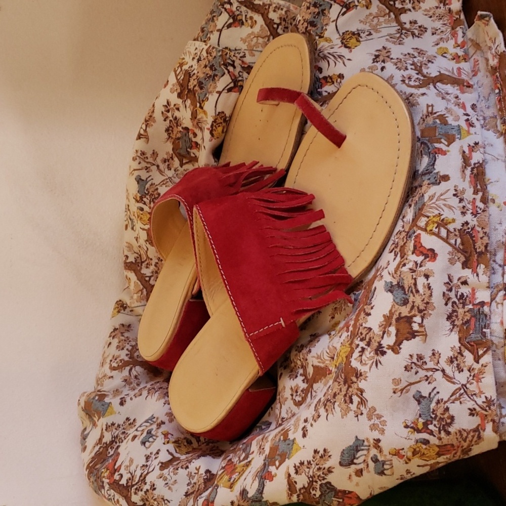 Miu Miu by Prada:p Gladiator slide toe loop sandals with fringe!!!🌹